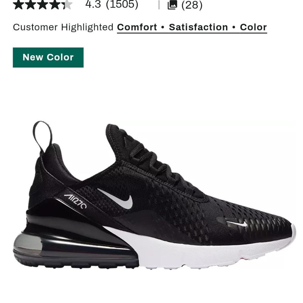 New Nike Air Max Mens 270 Black Sneakers